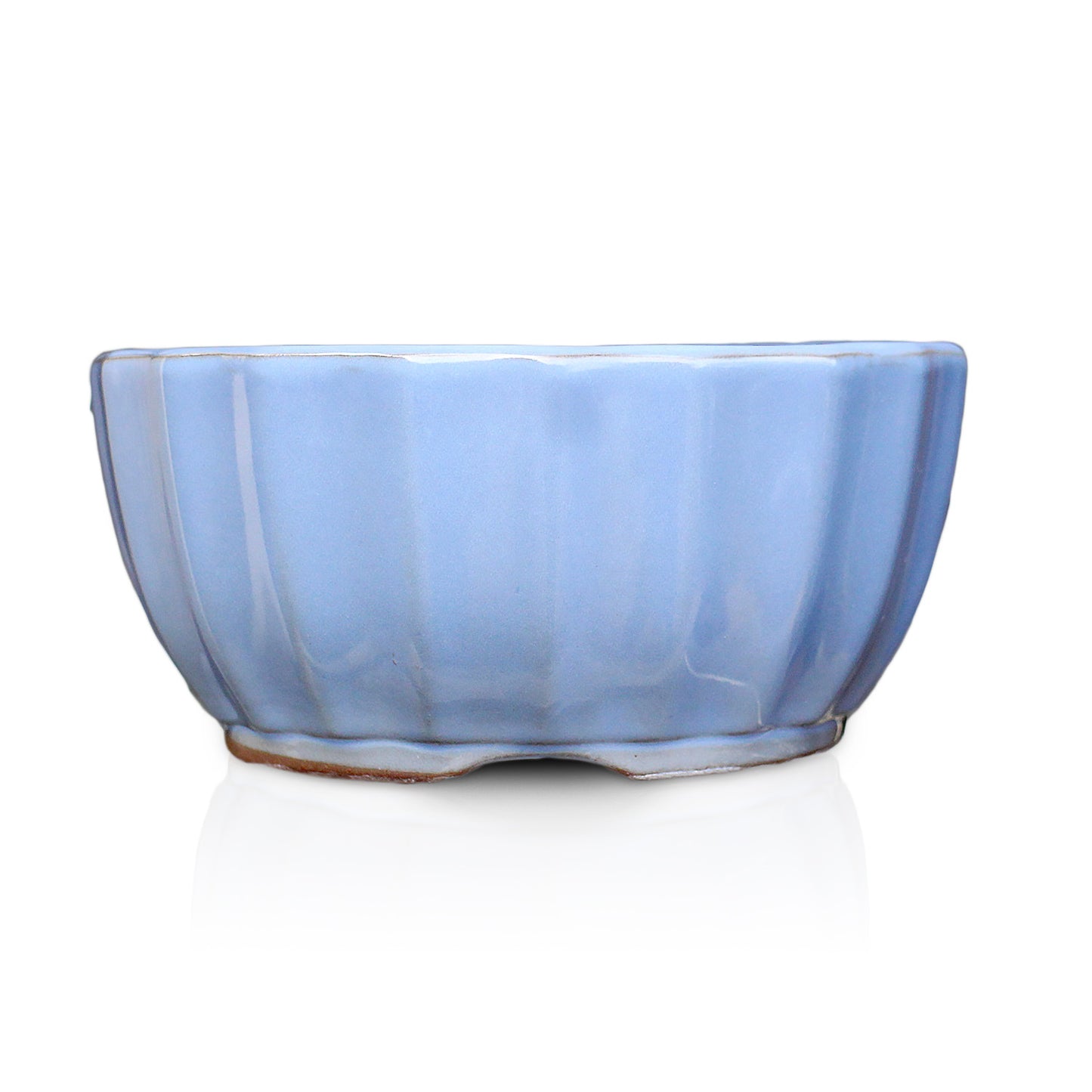 盆栽鉢 菊型小鉢 水色 均窯釉 瀬戸焼 (5号(約15センチ))