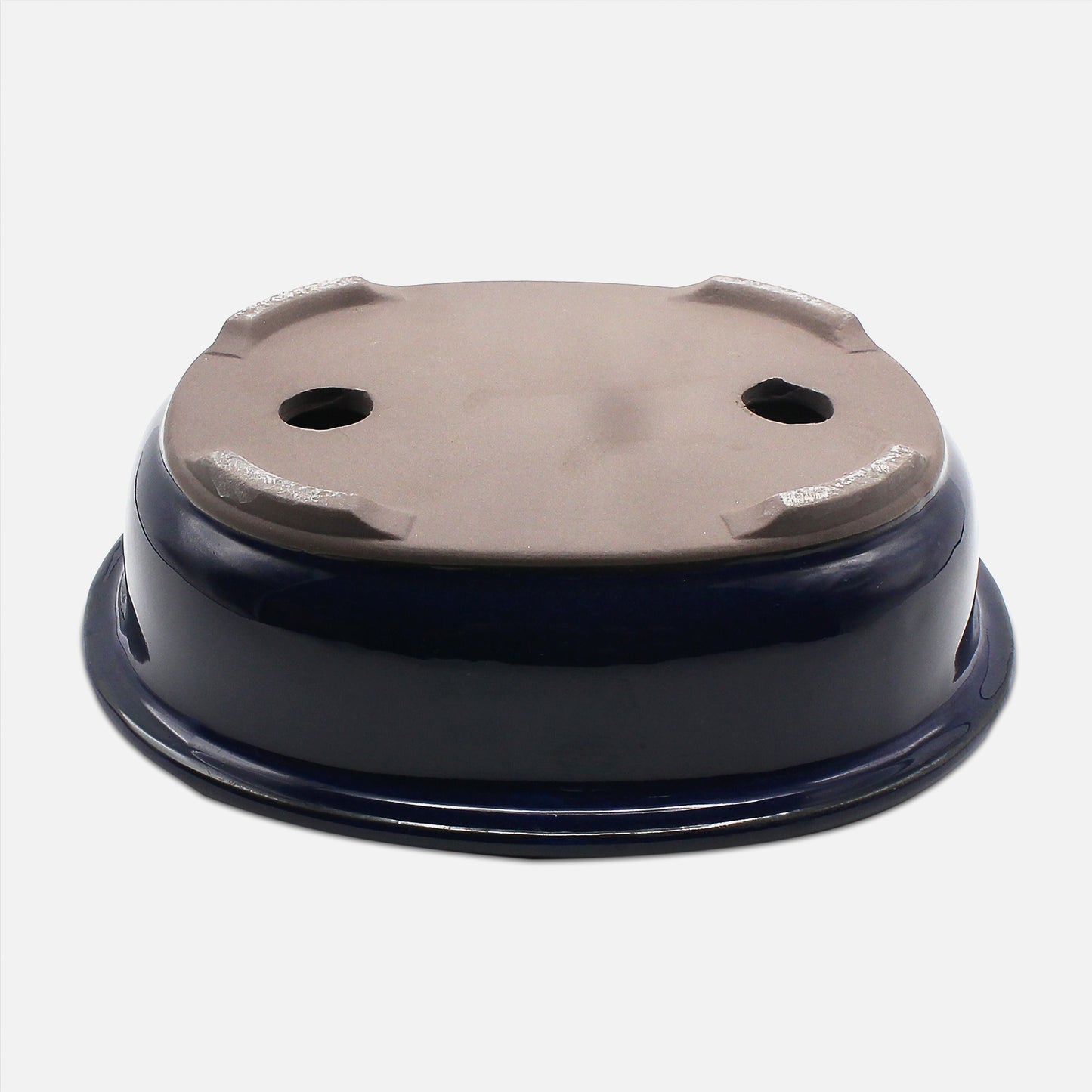 盆栽鉢 小判エン付鉢 瀬戸焼 (8号(約24センチ), 海鼠釉(青))