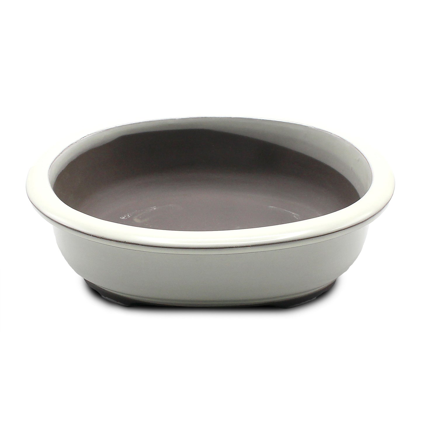 盆栽鉢 小判エン付鉢 瀬戸焼 (8号(約24センチ), クリーム釉(白))