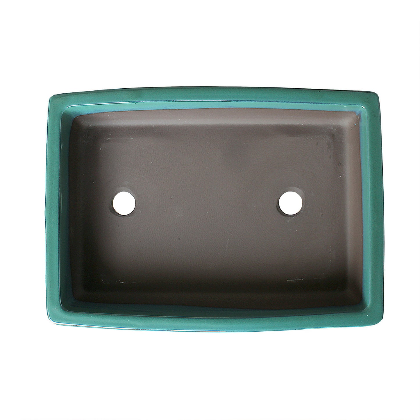 盆栽鉢 長角マド入 緑色 織部釉 瀬戸焼 (10号(約30.5センチ))