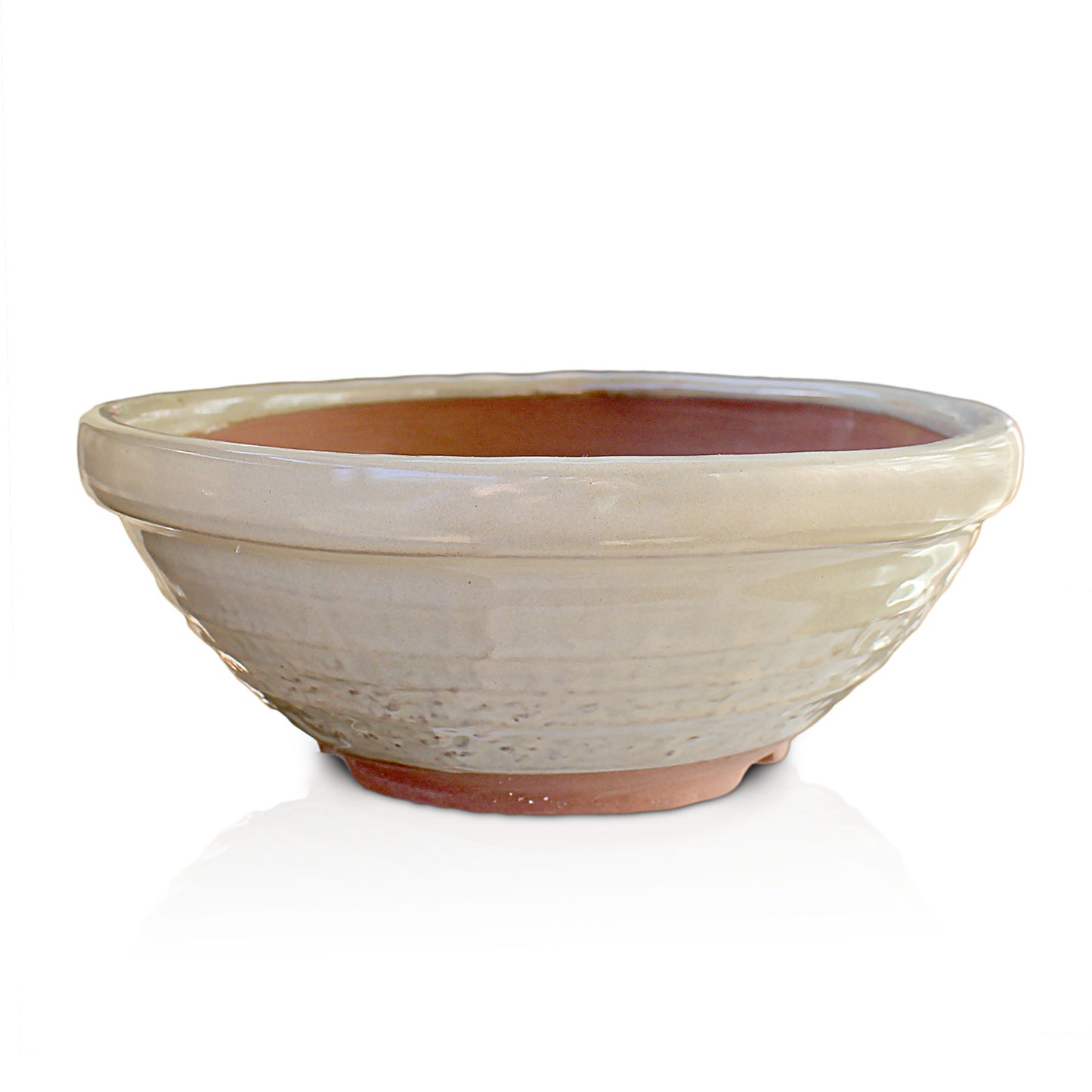 盆栽鉢 丸山草鉢 白色 クリーム釉 四日市萬古焼 (6号(約19.5センチ))
