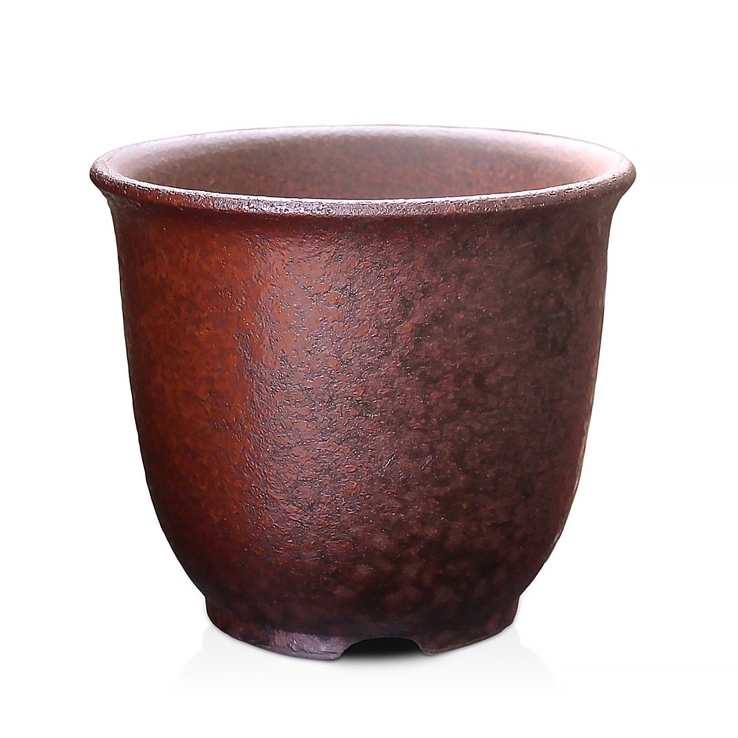 盆栽鉢 エビネ鉢 赤吹 4号 四日市萬古焼 丸 円形 陶器 約12センチ
