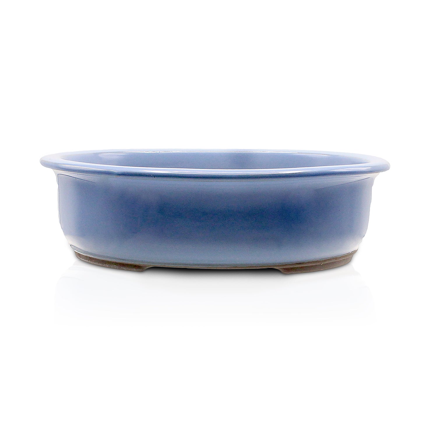 盆栽鉢 小判エン付鉢 瀬戸焼 (10号(約30センチ), 均窯釉(水色))