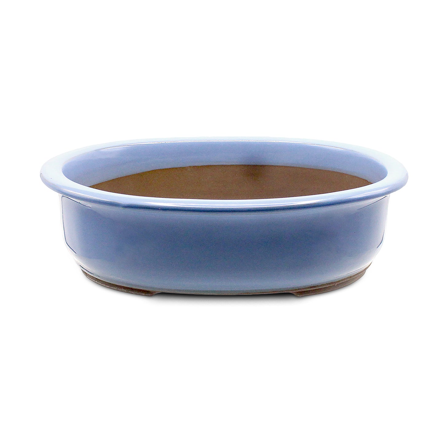 盆栽鉢 小判エン付鉢 瀬戸焼 (10号(約30センチ), 均窯釉(水色))