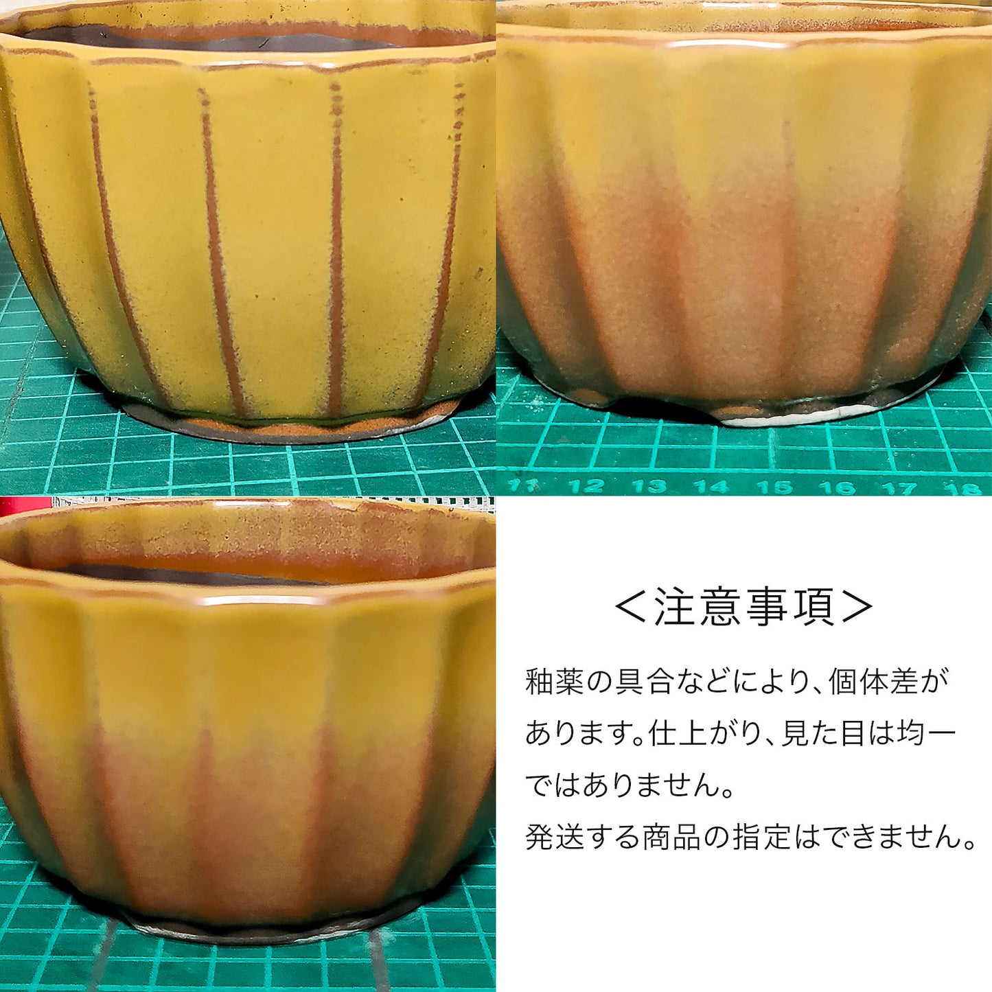 盆栽鉢 菊型小鉢 黄土色 黄釉 瀬戸焼 (4号(約12センチ))