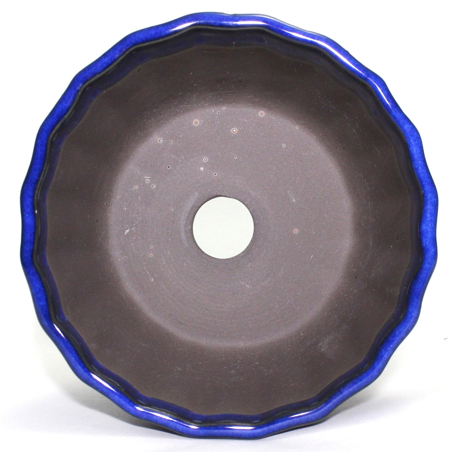 盆栽鉢 菊型小鉢 青色 海鼠釉 瀬戸焼 (3号(約10センチ))