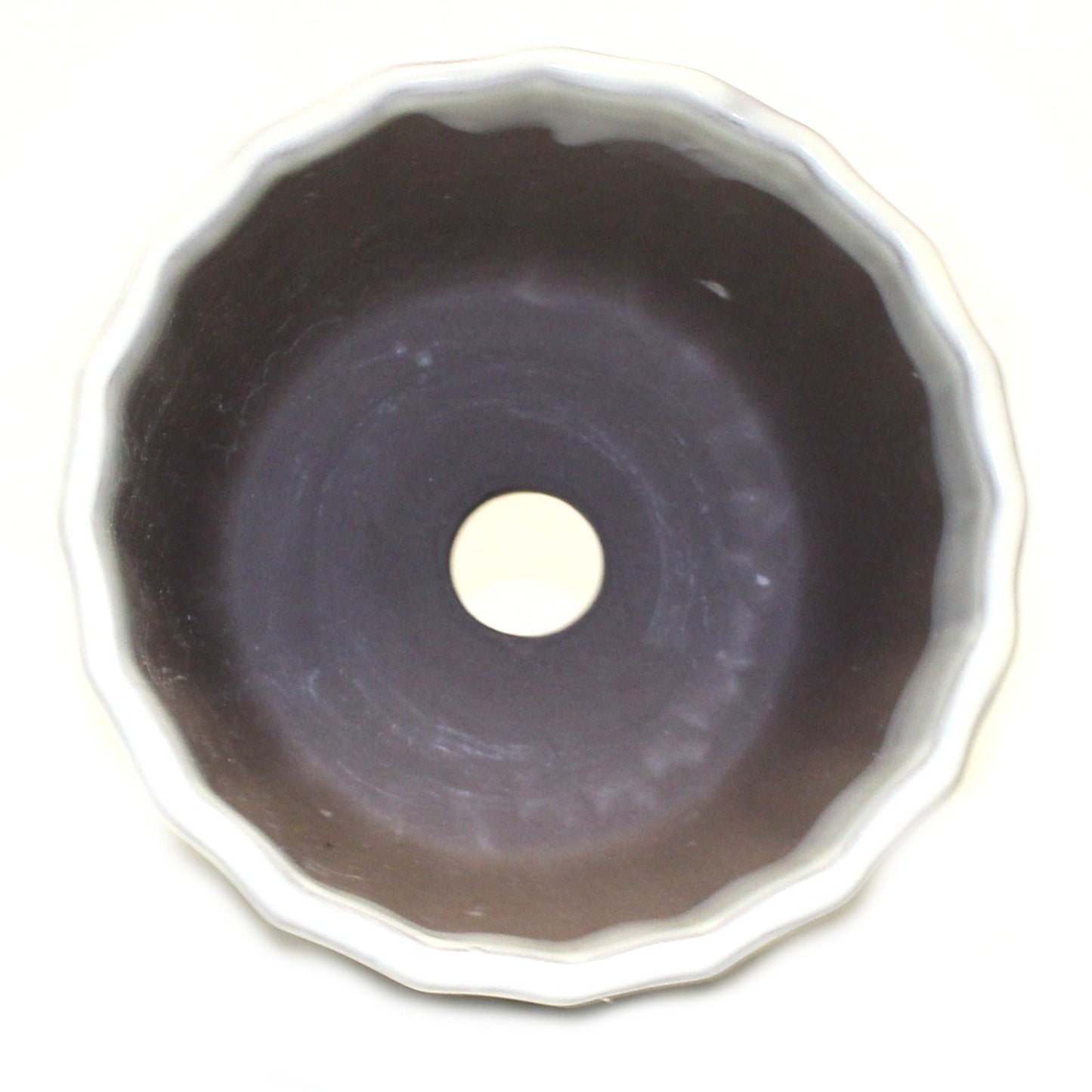 盆栽鉢 菊型小鉢 白色 クリーム釉 瀬戸焼 (4号(約12センチ))