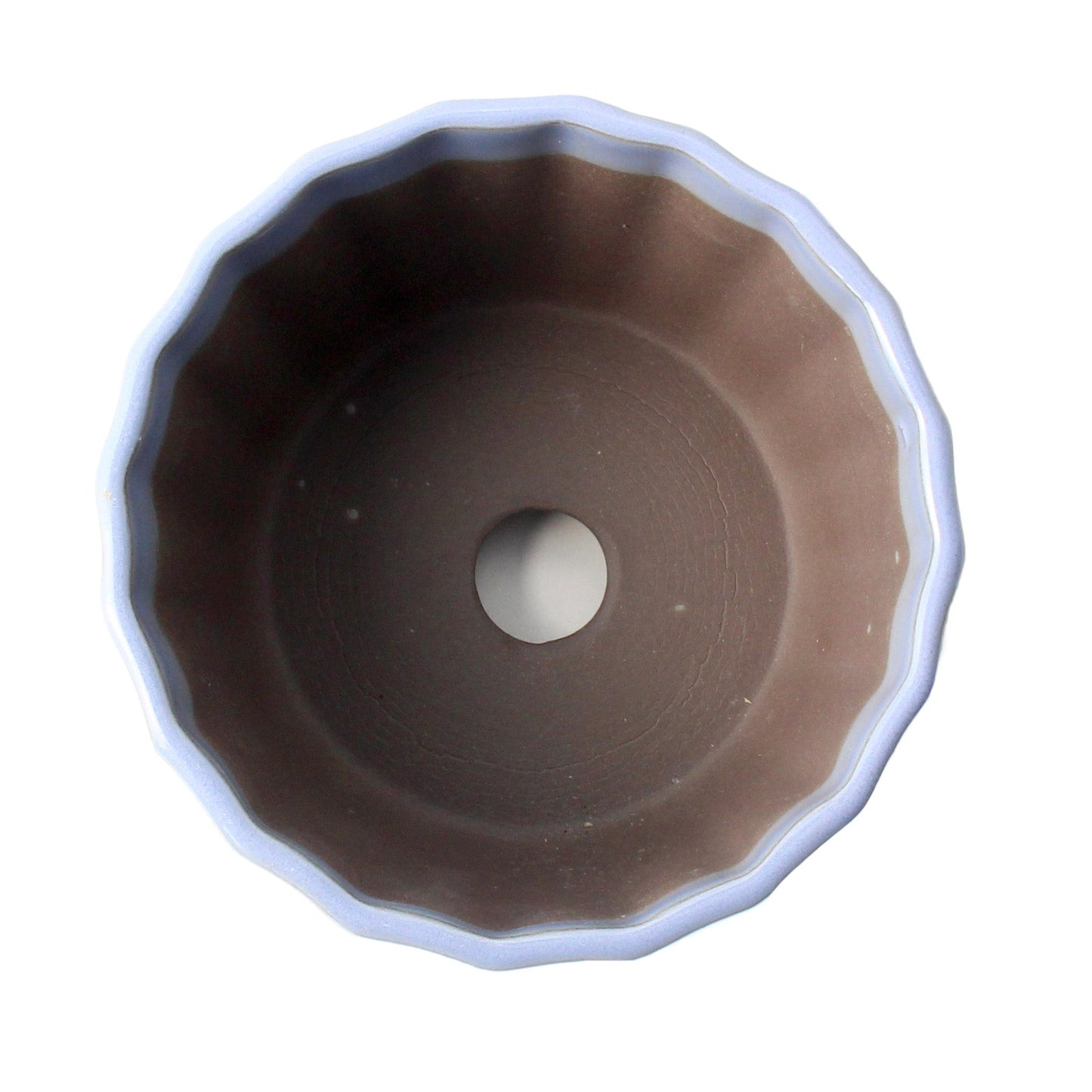 盆栽鉢 菊型小鉢 水色 均窯釉 瀬戸焼 (4号(約12センチ))