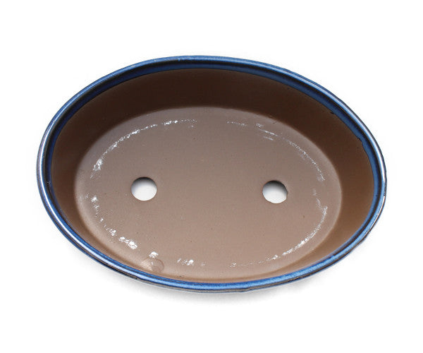 盆栽鉢 小判切立盛 四日市萬古焼 (7号(約21センチ), 海鼠釉(青))