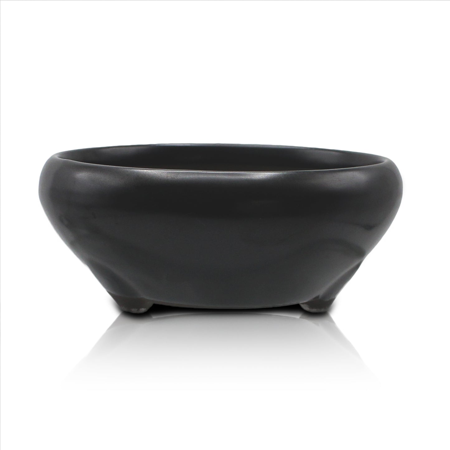 盆栽鉢 鉄鉢 黒色 黒マット釉 瀬戸焼 (4号(約12センチ))