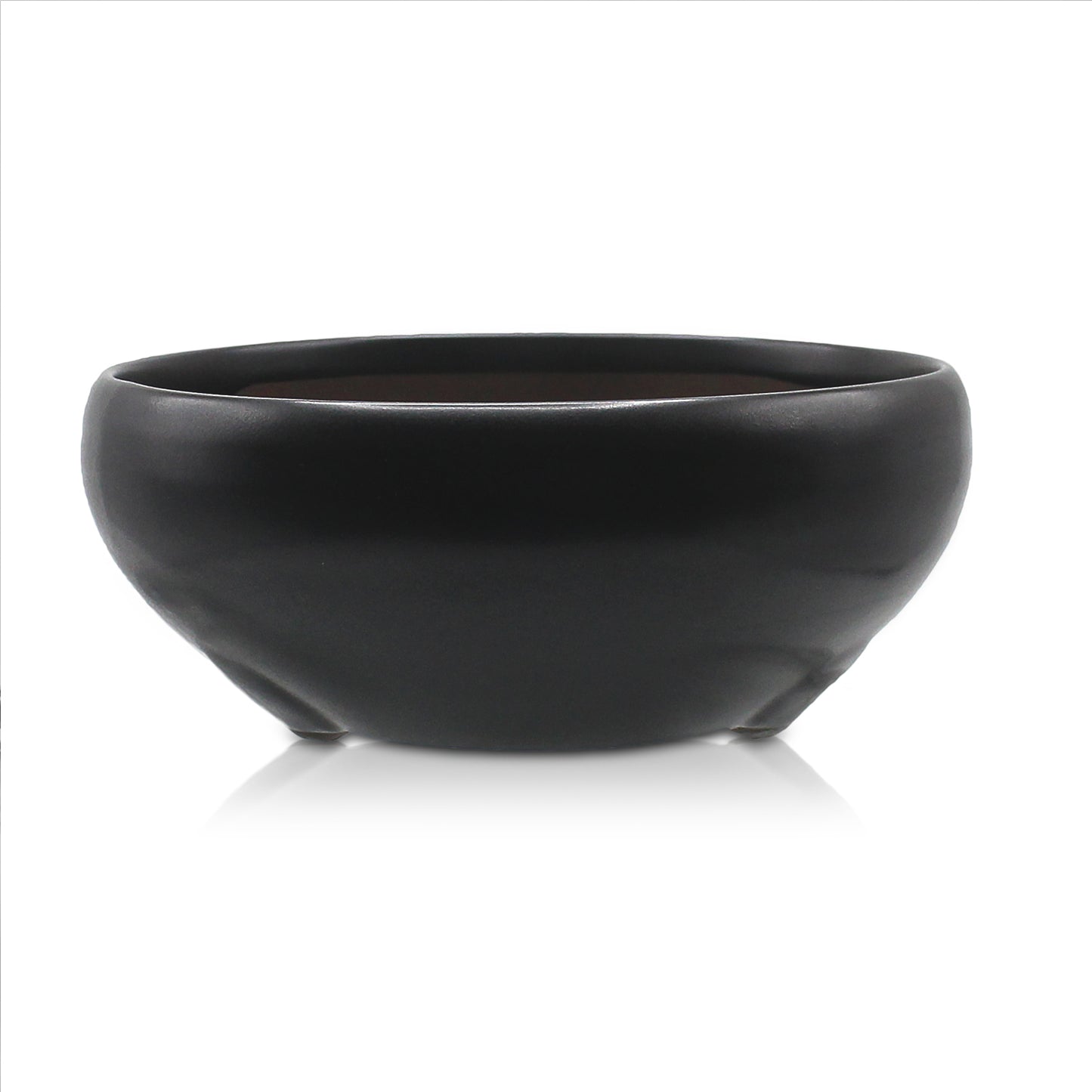 盆栽鉢 鉄鉢 黒色 黒マット釉 瀬戸焼 (6号(約19センチ))