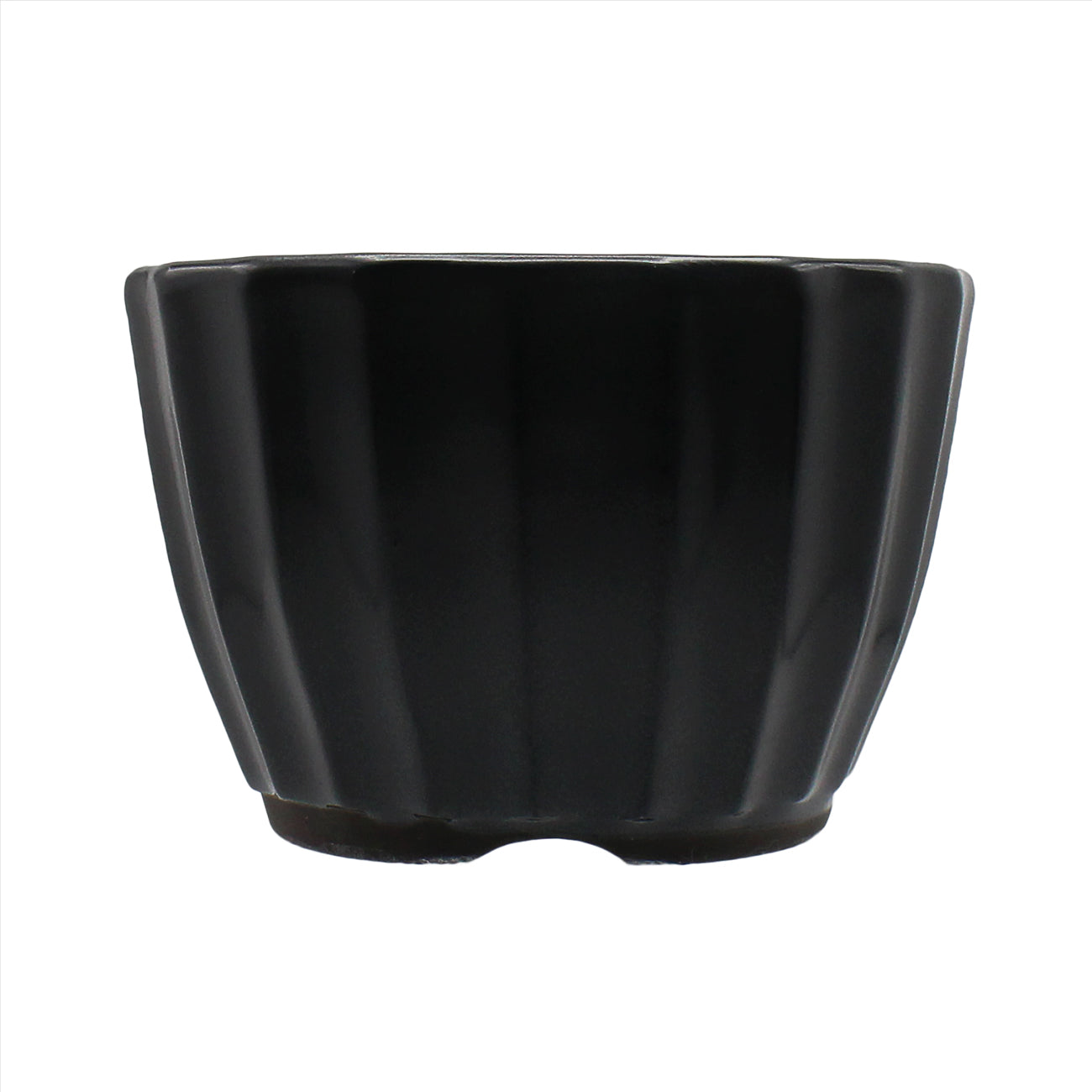 盆栽鉢 菊型小鉢 黒色 黒マット釉 瀬戸焼 (3号(約10センチ))