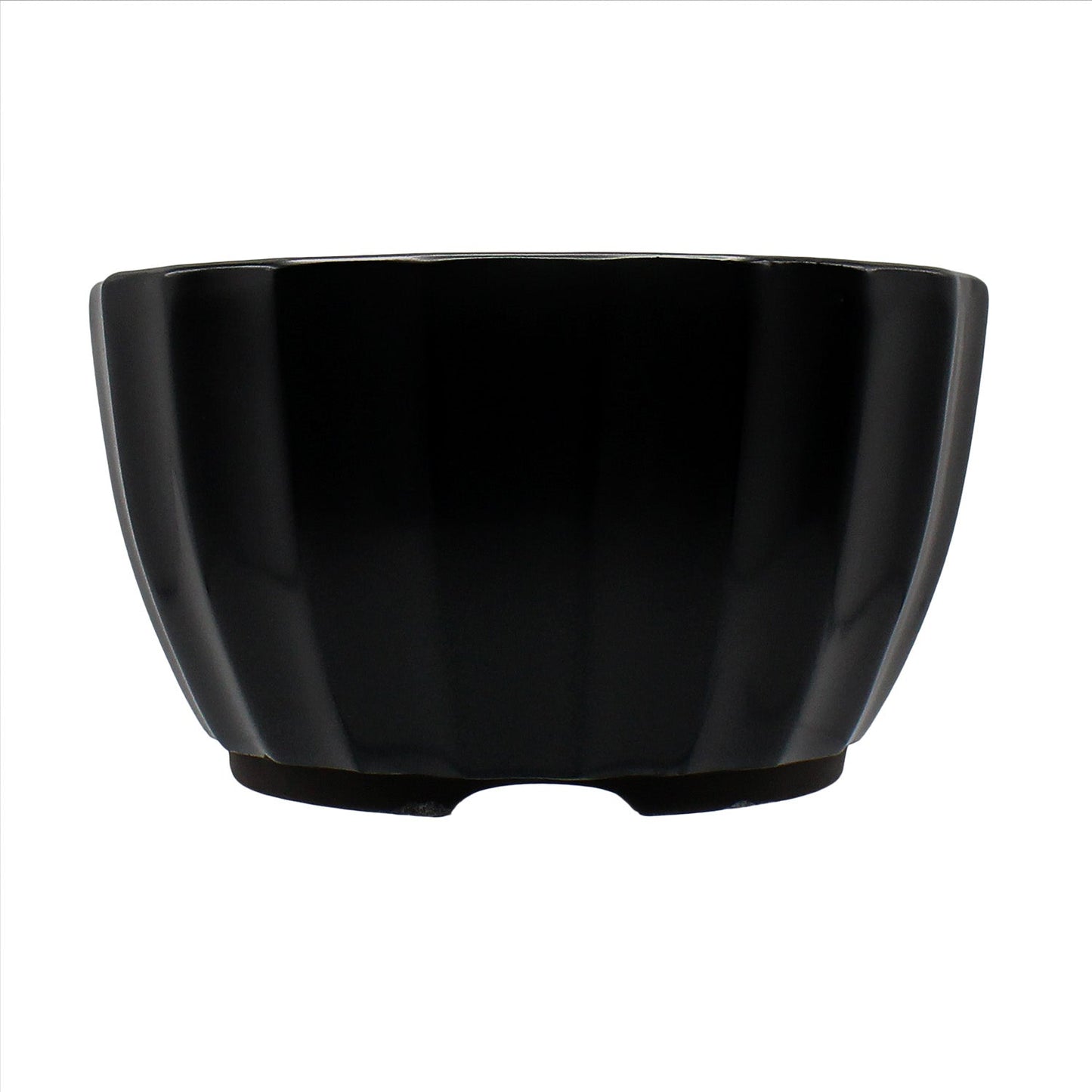 盆栽鉢 菊型小鉢 黒色 黒マット釉 瀬戸焼 (4号(約12センチ))