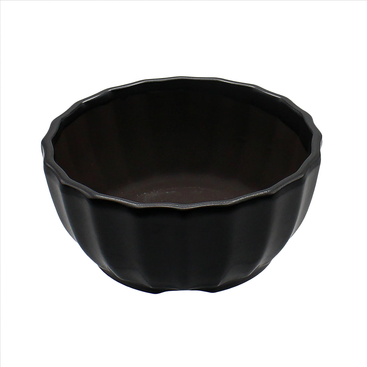 盆栽鉢 菊型小鉢 黒色 黒マット釉 瀬戸焼 (5号(約15センチ))