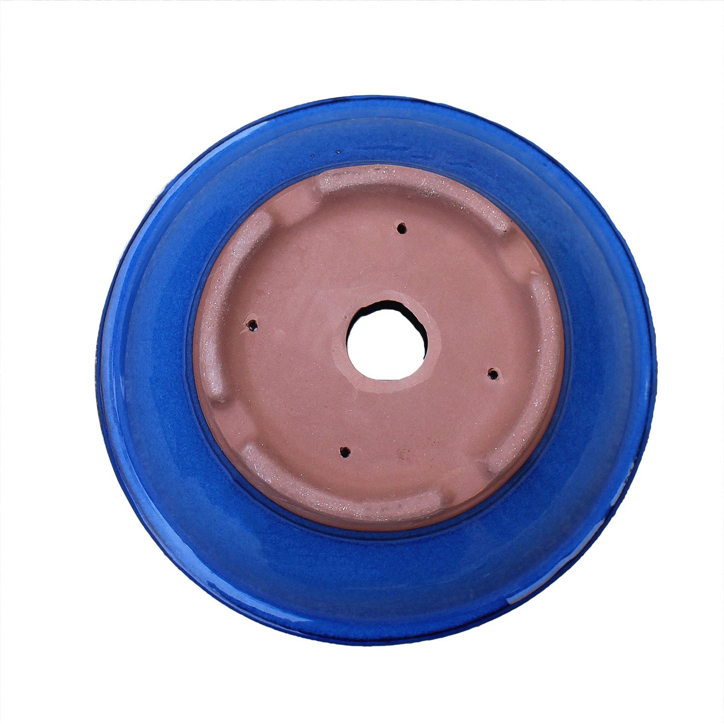 盆栽鉢 丸陣笠鉢 青色 海鼠釉 四日市萬古焼 8号 約24センチ