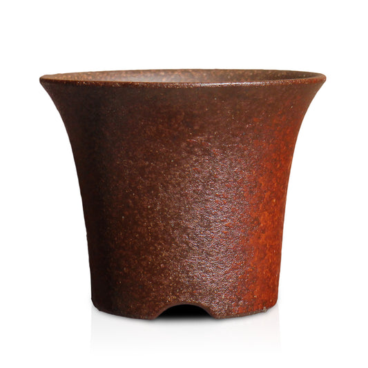 盆栽鉢 ラッパ型 赤吹 3.5号 四日市萬古焼 丸 円形 陶器 約10.5センチ