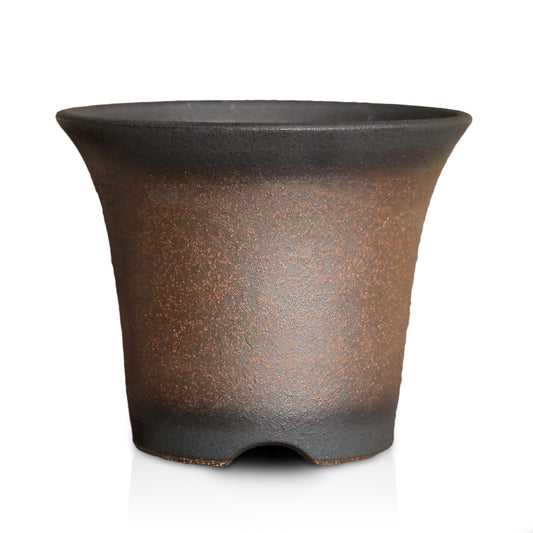 盆栽鉢 ラッパ型 黒吹 3.5号 四日市萬古焼 丸 円形 陶器 約10.5センチ