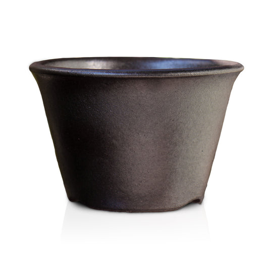 盆栽鉢 浅型 黒 3.5号 四日市萬古焼 丸 円形 陶器 約10.5センチ