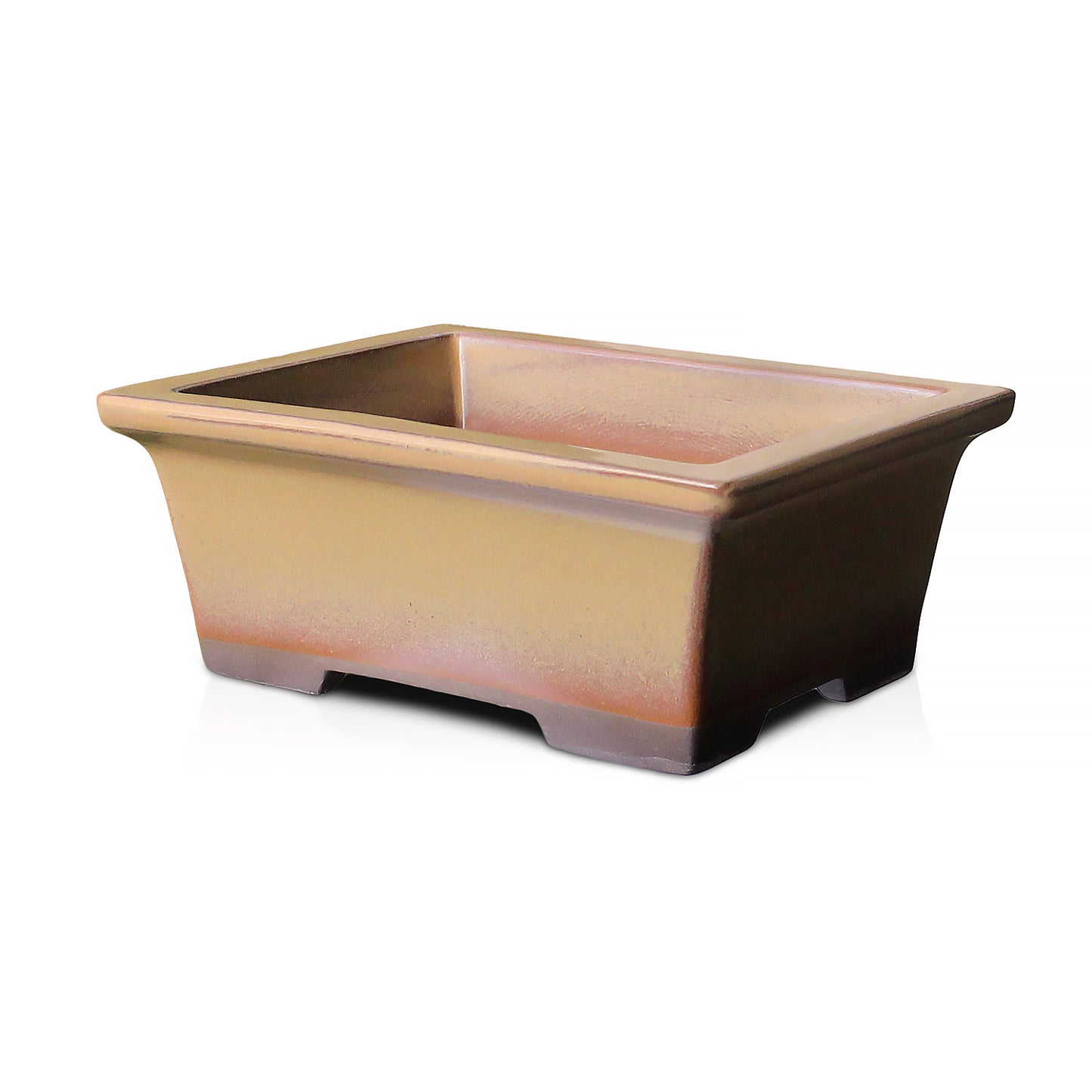 盆栽鉢 長角反鉢 四日市萬古焼 (4号(約13.5センチ), 黄釉