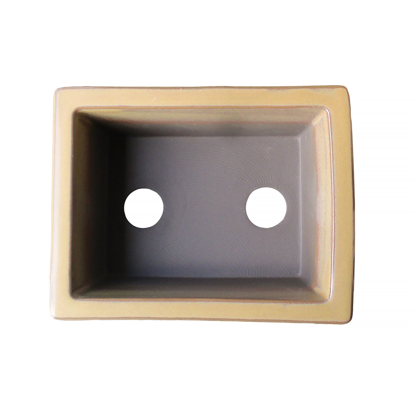 盆栽鉢 長角反鉢 四日市萬古焼 (4号(約13.5センチ), 黄釉