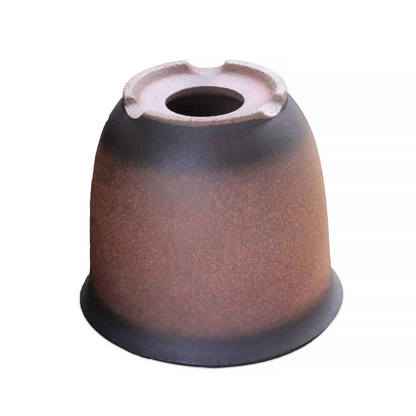 盆栽鉢 エビネ鉢 黒吹 4号 四日市萬古焼 丸 円形 陶器 約12センチ