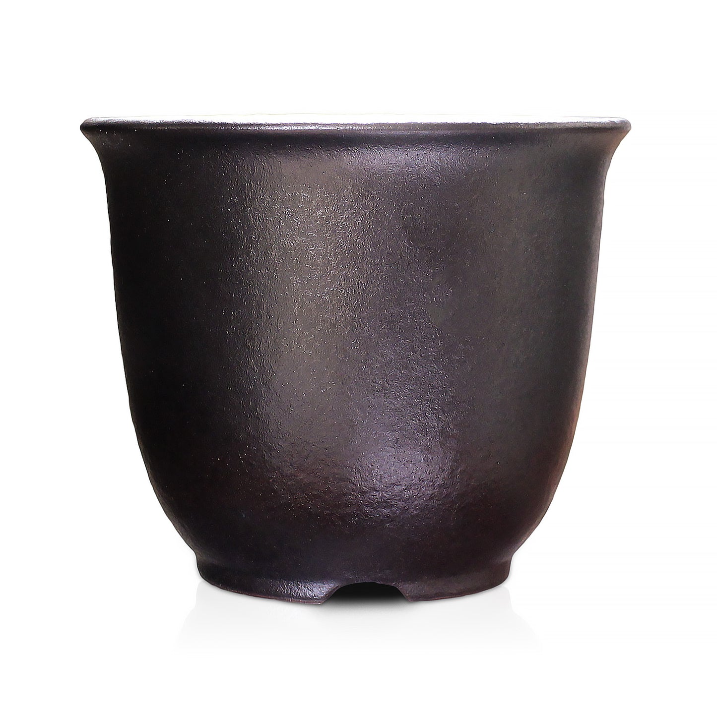 盆栽鉢 エビネ鉢 黒 4号 四日市萬古焼 丸 円形 陶器 約12センチ
