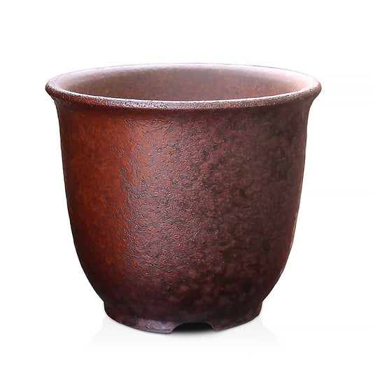 盆栽鉢 エビネ鉢 赤吹 4号 四日市萬古焼 丸 円形 陶器 約12センチ