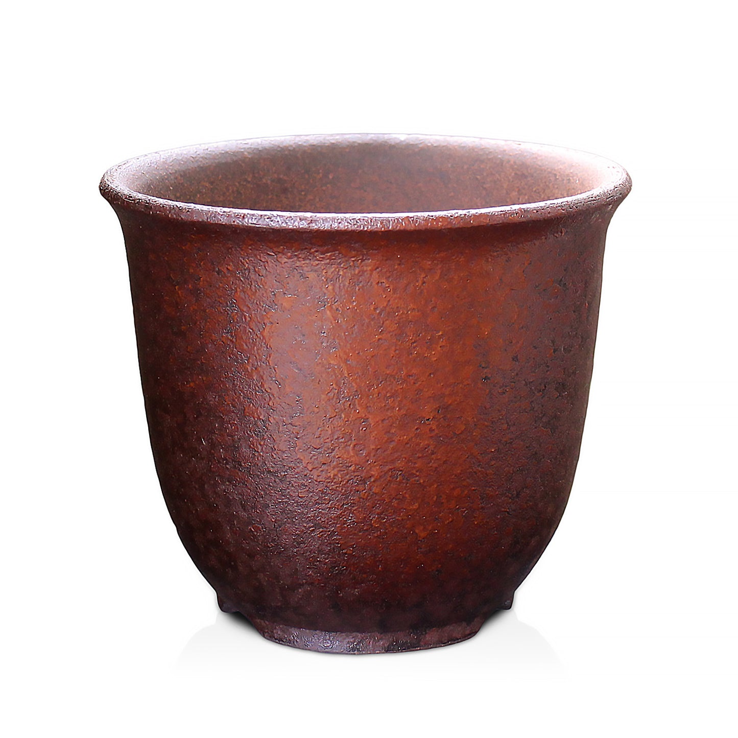 盆栽鉢 エビネ鉢 赤吹 4号 四日市萬古焼 丸 円形 陶器 約12センチ