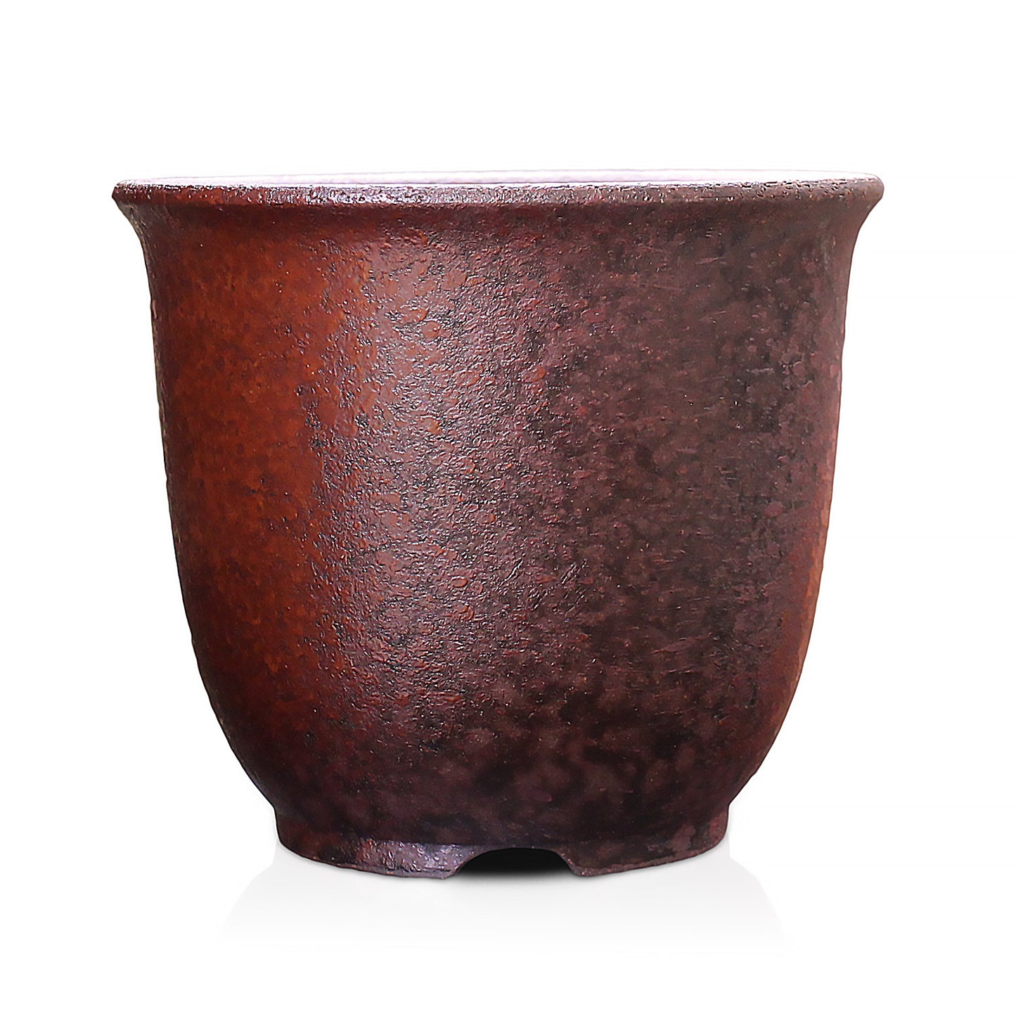 盆栽鉢 エビネ鉢 赤吹 4号 四日市萬古焼 丸 円形 陶器 約12センチ