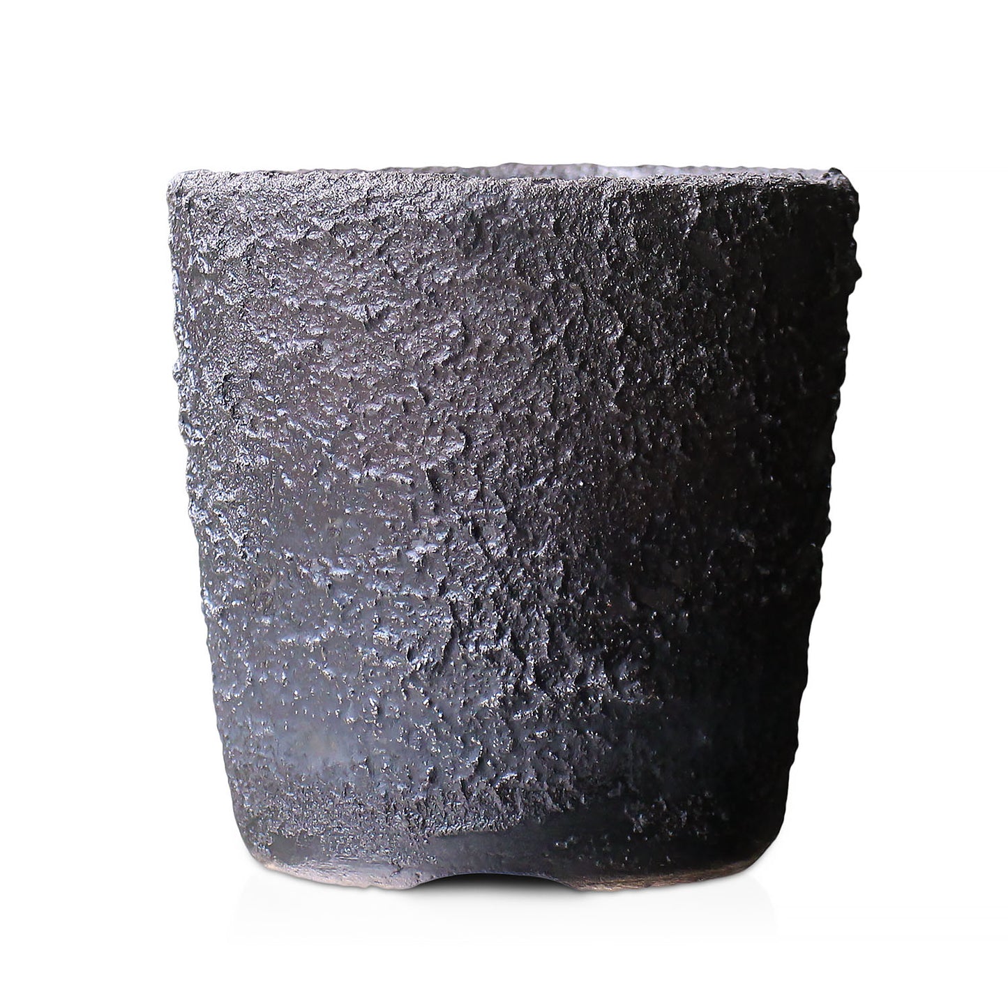 盆栽鉢 4号 切立 黒窯変 グレー 信楽焼 約12.5センチ