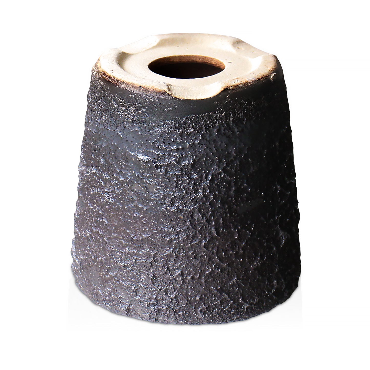 盆栽鉢 4号 切立 黒窯変 グレー 信楽焼 約12.5センチ